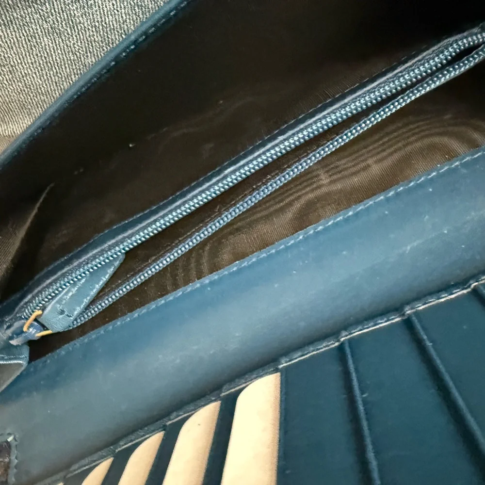 YSL EUC Vintage Teal Green Patent Leather Wallet with Dusty and Card - Picture 9 of 9